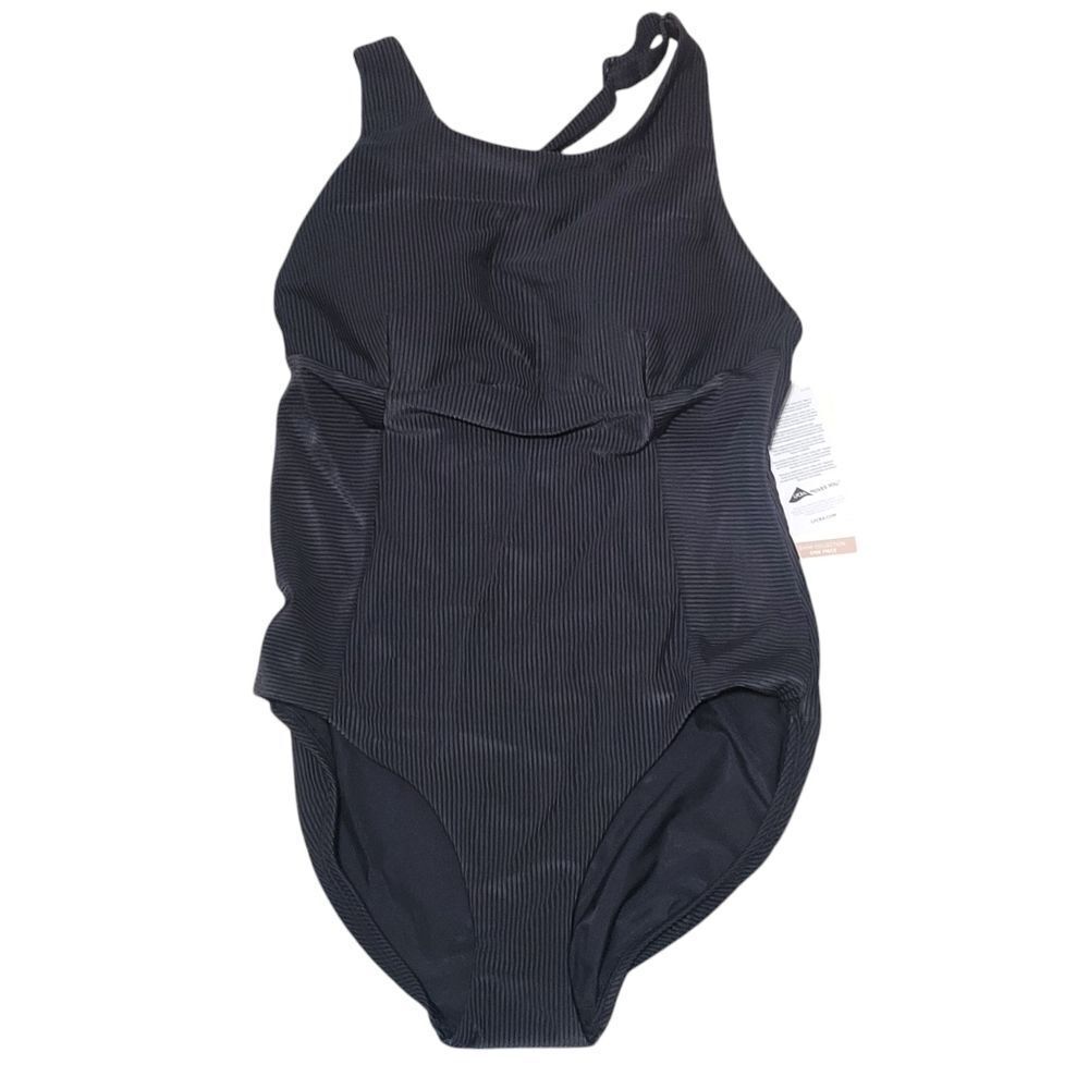 CALIA by Carrie Underwood Black Ribbed One Piece Swimsuit